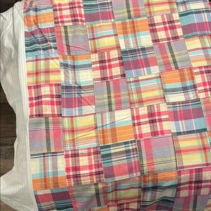 LL Bean Patchwork Duvet Cover and 2 pillow shams-Bright Madras-Inspired Cotton